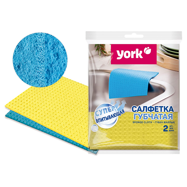 Салфетка губчатая 2шт (18х20) * (York) 