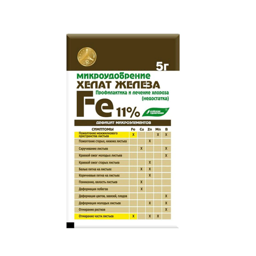 Удобрение БХЗ Хелат железа Fe 11% 5г *30