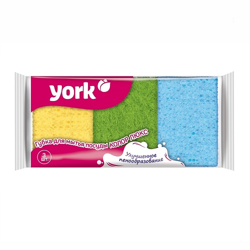 Губка д/посуды Колор Люкс (3шт) *24 (York)