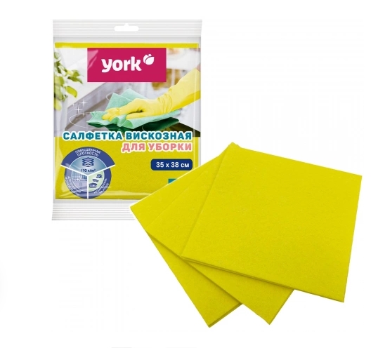 Салфетка вискозная 35х38см (3шт) повышенной плотности *30 (York) 