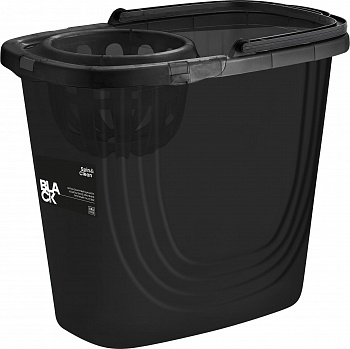 Ведро 10л прямоугольное Spin&Clean Black с отжимом *9 (Svip)